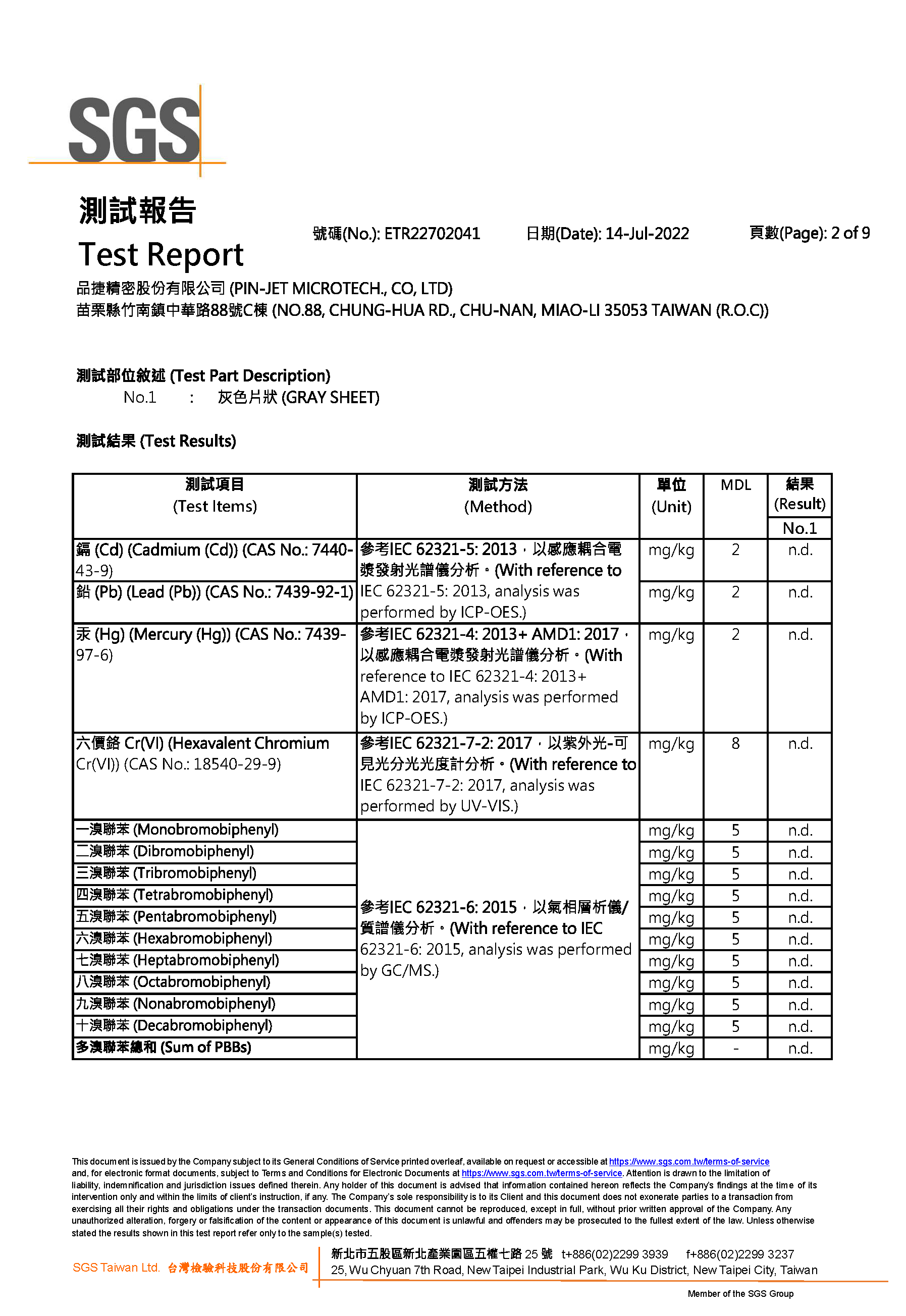 Si6000 鹵素四項報告